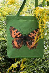 Bio-Fashion-Bag "Schmetterling" grün- handbedruckt - Hirschkind