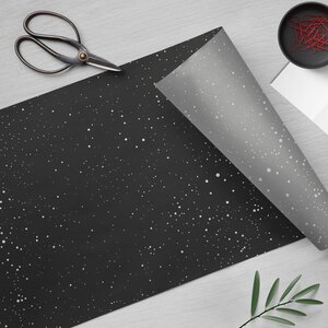 10m Seidenpapier dunkelblau mit Sternenhimmel * handgezeichnet * auf Rolle * Geschenkpapier - Fines Papeterie