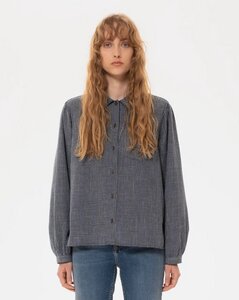 Damen Bluse "EDITH Check" aus Bio Baumwolle, Indigo - Nudie Jeans