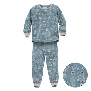 Pyjama "Eisbär", Langarm-Schlafanzug, petrol-blau/bedruckt, aus 100% Baumwolle (Bio) - People Wear Organic