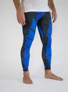 Männer Sport Leggings Blau Schwarz aus ECONYL® regeneriertem Nylon - Arctic Flamingo