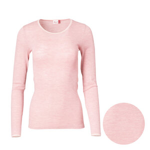 Damen Baumwolle-Wolle-Seide Langarmshirt, rosa melange und wollweiß - People Wear Organic