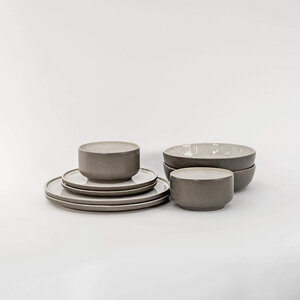 Mehrteiliges Geschirr Set Ddoria - Granit Grau aus Steingut (handgemacht) - EDDA stoneware