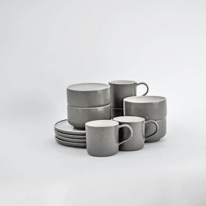Brunch Geschirr Set Ddoria - Granit Grau aus Steingut (handgemacht) - EDDA stoneware