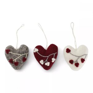 Heart Ornaments w/Berries 3er Set - Én Gry & Sif