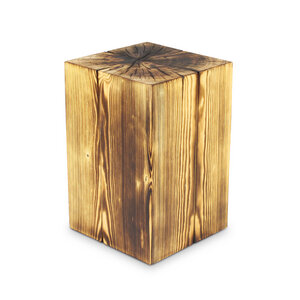 Naturmassivmöbel Holzblock 30x30cm Fichte teilgeflammt Massivholz Beistelltisch - Naturmassivmöbel