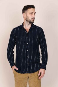 100% Leinen Shirt Herren Langarm Hemd, Regular Fit, Vegan, Oxford-Kragen - De IONESCU