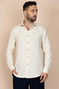 Bio-100% Hanf Shirt Herren Langarm Hemd, Regular Fit, Vegan, Oxford-Kragen - De IONESCU