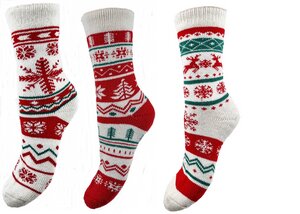 Winter-Thermo-Socken aus Wolle mit Weihnachtsmuster 3er Pack - Bruno Barella