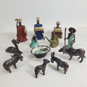 Weihnachtskrippe aus Bronze (12 Teile) Unikat, handgemacht & fair - Moogoo Creative Africa
