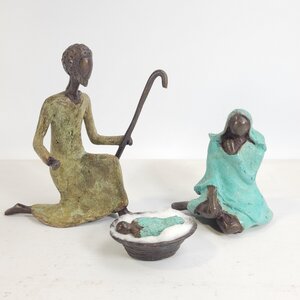 Heilige Familie Krippe aus Bronze | 3 Teile | Unikat, handgemacht & fair - Moogoo Creative Africa