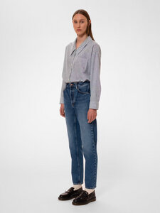 Damen Bluse "AMALIA Striped Shirt" - Biobaumwolle und Leinen - Indigo - Nudie Jeans