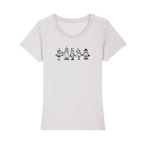 T-Shirt "Roboter", Damenshirt, bedruckt, Handsiebdruck - Spangeltangel
