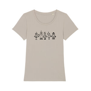T-Shirt "Roboter", Damenshirt, bedruckt, Handsiebdruck - Spangeltangel