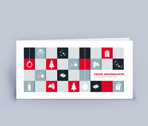 Weihnachtskarten DIN Lang mit modernem Motiv - Quadrate im 10ér Set - Eco-Cards