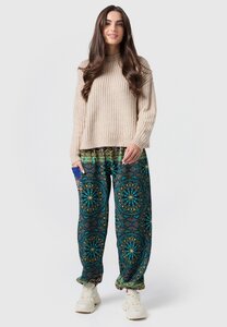 Warme Loungewear Haremshose für Damen aus kuscheliger Bio-Baumwolle mit Sternenmuster - paigh