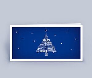 Weihnachtskarten DIN Lang mit Wortwolke Weihnachtsbaum im 10ér Set - Eco-Cards