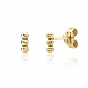 OHRSTECKER - 3 kleine goldene Kugeln, 375 Gold - BELLYBIRD Jewellery