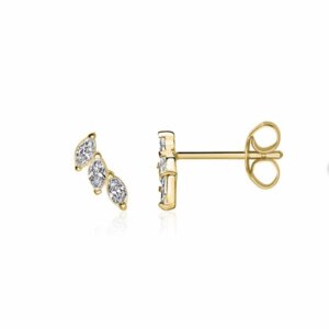 OHRSTECKER - kleine Blüte mit Zirkoniasteinen, 375 Gold - BELLYBIRD Jewellery