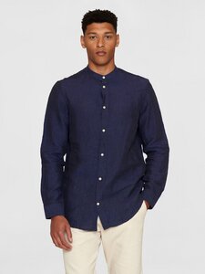 Leinenhemd - Custom fit linen stand collar shirt  - KnowledgeCotton Apparel
