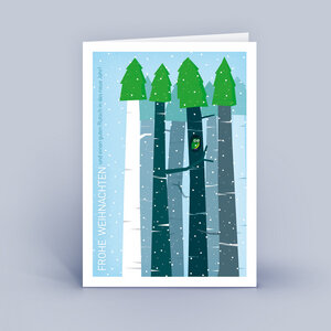 Weihnachtskarten DIN A6 - Wald mit Eule - im 10ér Set - Eco-Cards
