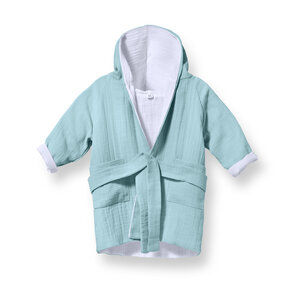 Bademantel Kinder mit Kapuze | 100% GOTS Bio-Baumwolle mit 2 Taschen und Gürtel | 1-6 Jahre | 4 Farben | Baby Bademantel - Mababu