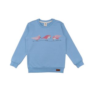 Pinky Birds - Baumwolle (Bio) - Blau - Sweatshirt - Walkiddy