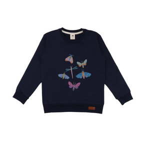 Colorful Butterflies - Baumwolle (Bio) - Dunkel Blau - Sweatshirt - Walkiddy