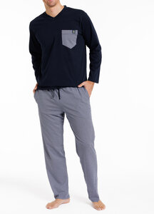 Herren Pyjama lang Alloverprint, Bio Baumwolle, GOTS zertifiziert - Haasis Bodywear
