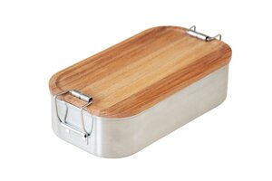 EDELSTAHL Lunchbox mit Deckel aus heimischem Buchen Holz - Cameleon Pack