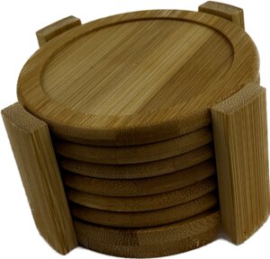 6er-Pack Bambus-Untersetzer für Gläser, Tee oder Becher. Hergestellt aus umweltfreundlichem Bambus - SG