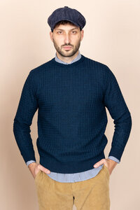 Wollpullover für Herren mit Zopfmuster – Pullover mit rundem Kragen - De IONESCU