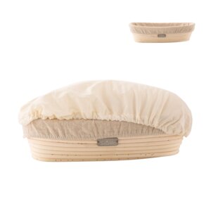 Ovaler Brotkorb mit Leinen-Einsatz und atmungsaktiver Abdeckung aus 100% Baumwolle: Ideal für frisches Brot - Susable