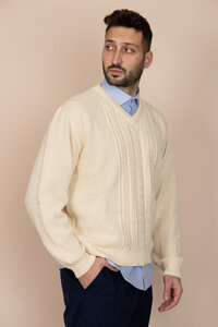 Der übergroße "Carpathian“ Pullover aus Bio-Baumwolle, V-Ausschnitt oder Rundhalsausschnitt - De IONESCU