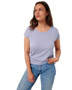 Leichtes Damen T-Shirt in Slub Optik mit gerollten Ärmeln - YTWOO