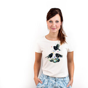 Black Robins - Printshirt Frauen aus Biobaumwolle - Coromandel