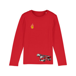 Kinder-Langarmshirt "Feuerwehr" rot, Biobaumwolle - Spangeltangel