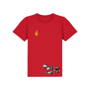 Kinder-T-shirt "Feuerwehr" rot, Biobaumwolle - Spangeltangel