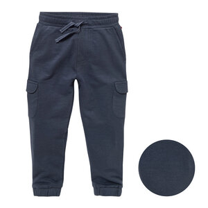 Sweat-Hose mit aufgesetzten Klappentaschen am Oberschenkel, dunkelblau, aus Bio-Baumwolle - People Wear Organic