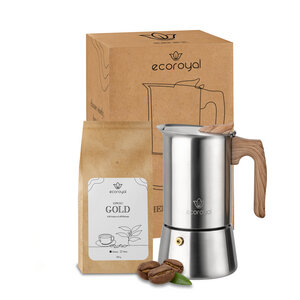 Ecoroyal Espressokocher Set + 250g Espressobohnen Gold - Ecoroyal