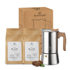 Ecoroyal Espressokocher Set + 500g Espressobohnen Black - Ecoroyal