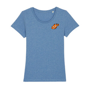 T-Shirt bedruckt, "Clownfisch", nachhaltig, Biobaumwolle, Brustprint, Damen, Kurzarmshirt, Damenshirt, Frauen, bio - Spangeltangel