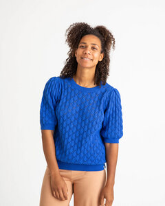 Gestrickte kurzärmelige Bluse für Frauen aus Bio-Baumwolle / Knit Blouse - Matona