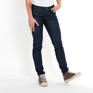 dunkelblaue Jeans SLIMMY NAVY, schmales, anliegendes Bein, mittelhoher Bund, aus Bio-Cotton - fairjeans