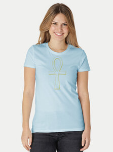 Damen Fit T-Shirt Ankh - Peaces.bio - handbedruckte Biomode