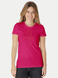 Damen Fit T-Shirt Ankh - Peaces.bio - handbedruckte Biomode
