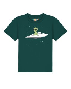 T-Shirt Kinder Alien on a paper plane - watabout.kids