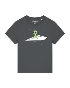 T-Shirt Frauen Alien on a paper plane - watapparel