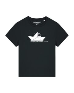 T-Shirt Frauen Astronaut in paper boat - watapparel