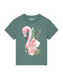 T-Shirt Frauen Flamingo mit Blumen - watapparel